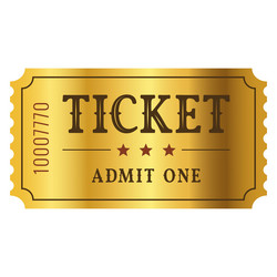 Isolated golden cinema ticket Royalty Free Vector Image