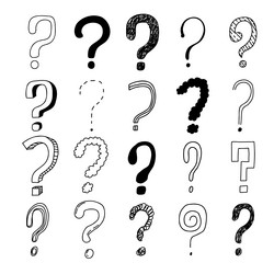 Questions marks hand drawn doodle ask sign set Vector Image