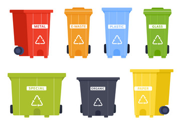 Waste Sorting Bins with Recycle Icons vector image