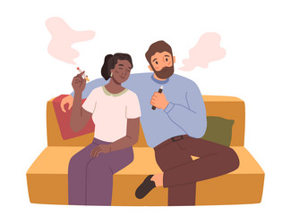 Couple Smoking on Couch vector image