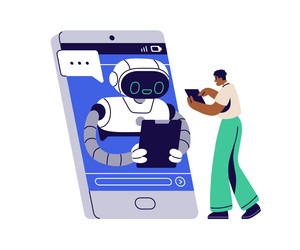 customer and chatbot communication concept robot vector