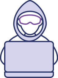 Cyber thief avatar character with laptop vector