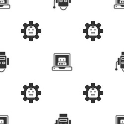 set robot creating and on seamless pattern vector image