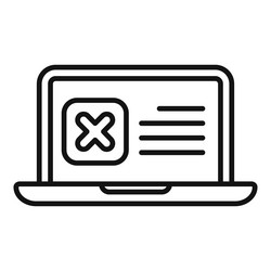 laptop displaying error message with cross mark vector image