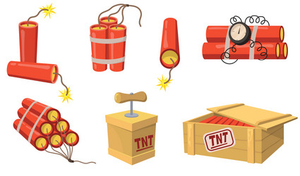 old style dynamite flat set for web design vector image