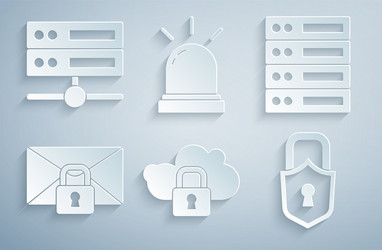 set cloud computing lock server data web vector image