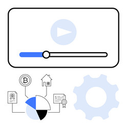 video interface gear and blockchain data vector image