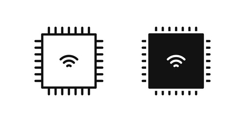 chip icon set representing microprocessor vector image