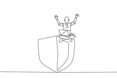 continuous one line drawing robotic artificial vector image