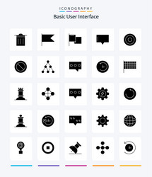 creative basic 25 glyph solid black icon pack vector