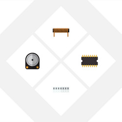 flat electronics set of bobbin microprocessor vector