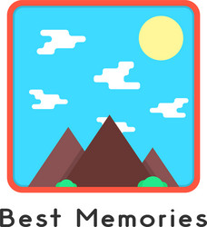 magnet like photoframe with mountains vector