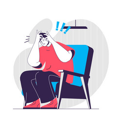 stress emotion web concept unhappy man sitting vector