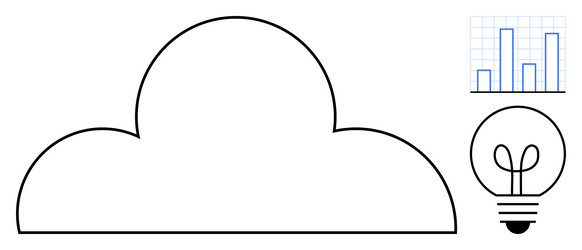 cloud with analytics chart and lightbulb vector image
