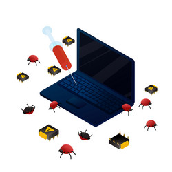 curing laptop bugs and viruses vector