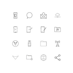 network and database linear thin icons set vector image