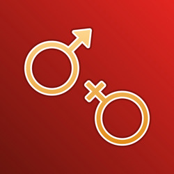 Sex symbol sign golden gradient icon vector