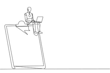 single continuous line drawing robotic artificial vector image