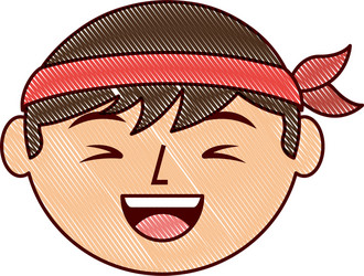 Cartoon Face Laughing Chinese Man Royalty Free Vector Image