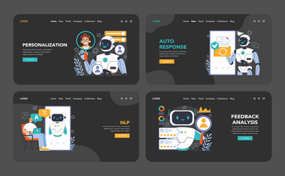 chat bot web or landing set ai-powered customer vector image