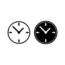 Clock time icon in black on an isolated white vector