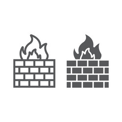 firewall line and glyph icon fire security vector