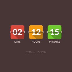 Flip countdown timer clock counter flat vector