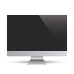 Realistic monitor with shadow computer display vector