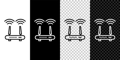set line router and wi-fi signal icon isolated vector image