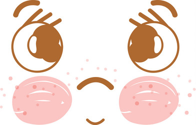 kawaii sad face with cheeks and mouth vector