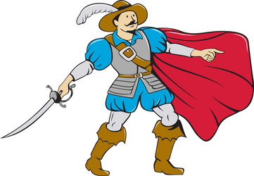 Musketeer cape with saber cartoon vector