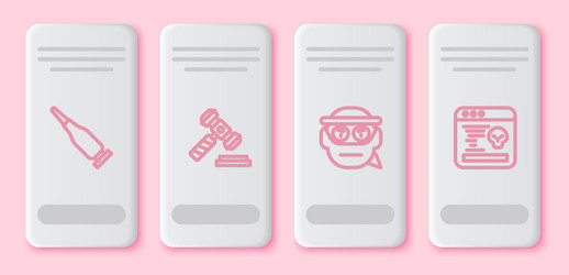 set line bullet judge gavel bandit and system vector image