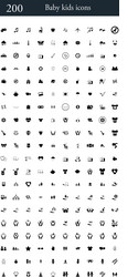 set of 200 baby kids icons vector