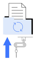 automated file upload process representing data vector image