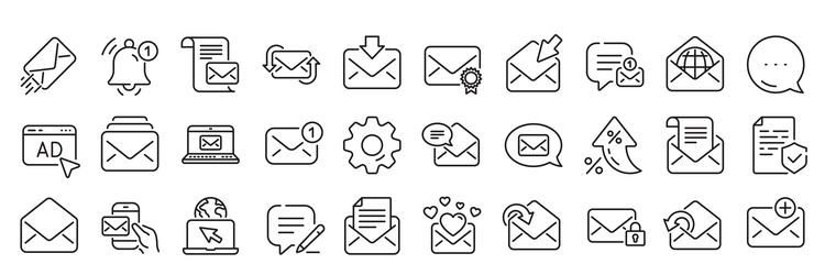 mail message line icons set of newsletter e-mail vector image