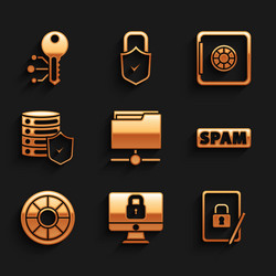 Set ftp folder lock on computer monitor tablet vector