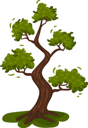 Tree with a curved trunk and thin branches vector