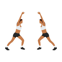 Woman doing low impact jumping jack exercise vector