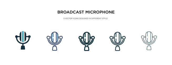 broadcast microphone icon in different style two vector