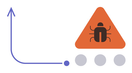 bug symbol on warning triangle with growth curve Vector Image