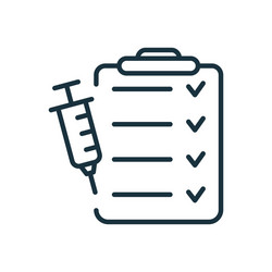 check list with vaccine report line icon vector image