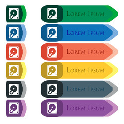 Hard disk and database icon sign set of colorful vector