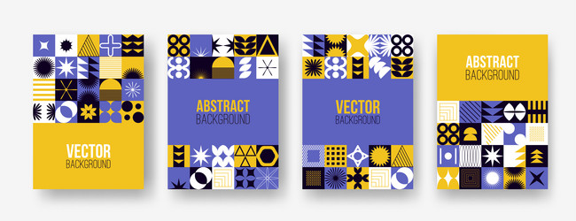 set with abstract colorful minimalistic patchwork vector image