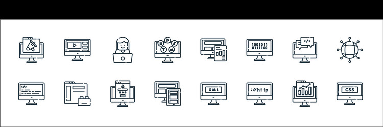 Web development line icons linear set quality vector