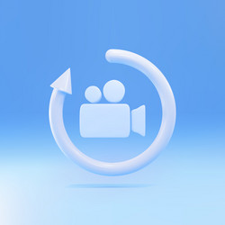 3d video repeat icon isolated on blue background vector