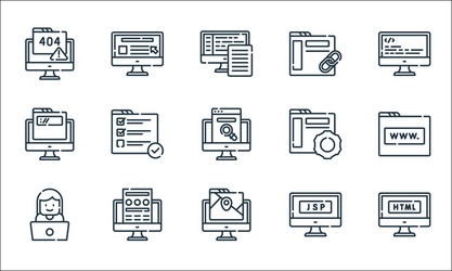 Web development line icons linear set quality vector