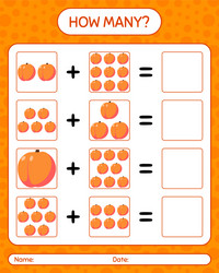 How many counting game with peach worksheet vector