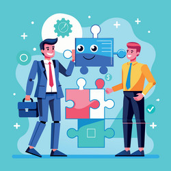 human and ai artificial intelligence working vector image