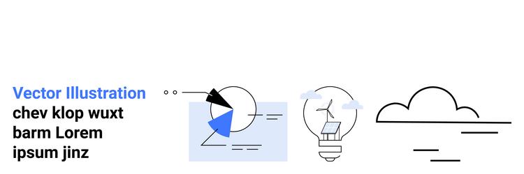 minimalist concepts with pie chart lightbulb vector image
