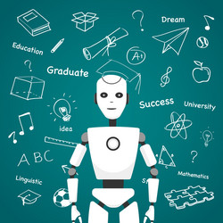 Smart Robot with Learning Icons vector image